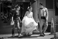 Queen Street Auckland city, black and white photo by Mike Wheelton